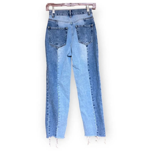 PACSUN High Rise Straight Jeans Size 23 Colorblock - Picture 3 of 9